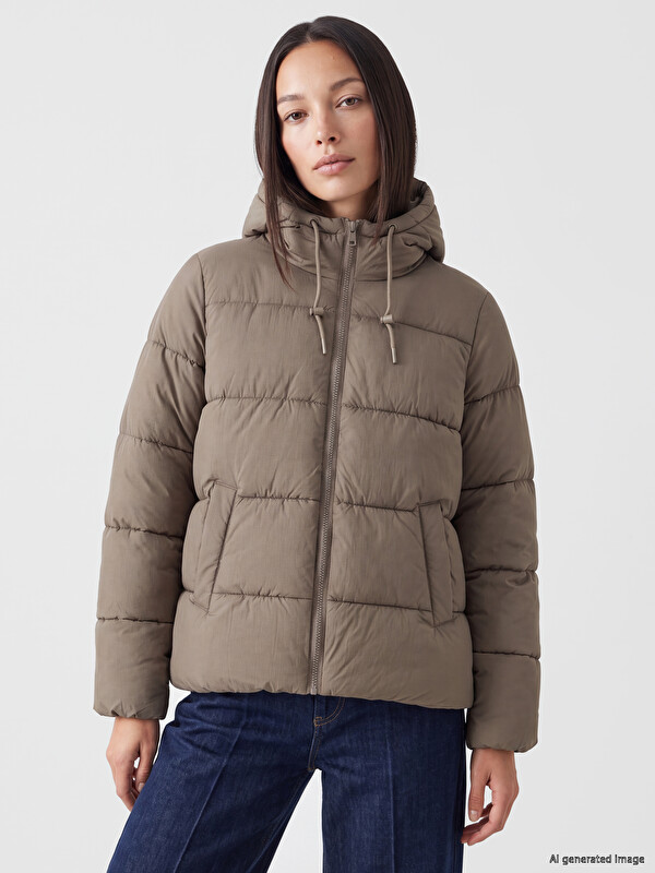 LCWAIKIKI Classic Woman Brown Puffer Coat