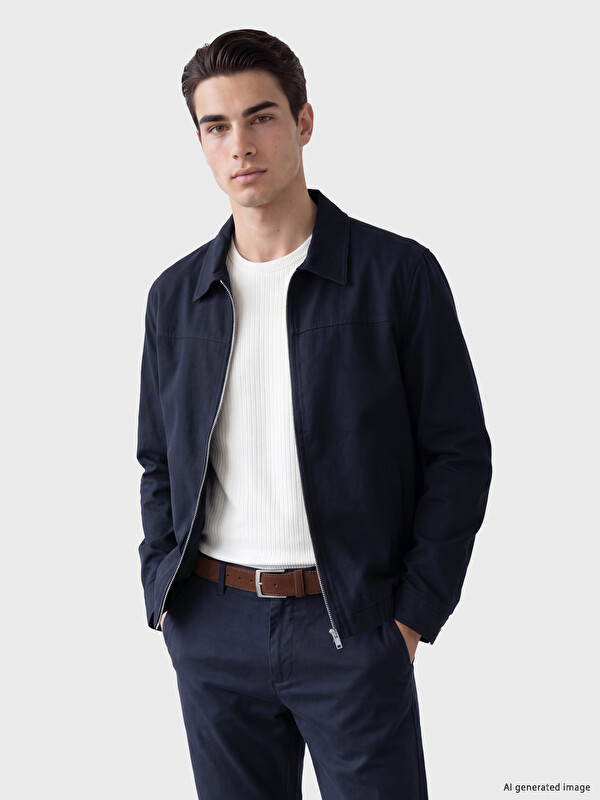 LCWAIKIKI Classic Anorak i hollë me jakë këmishë i përshtatjes së rregullt për burra