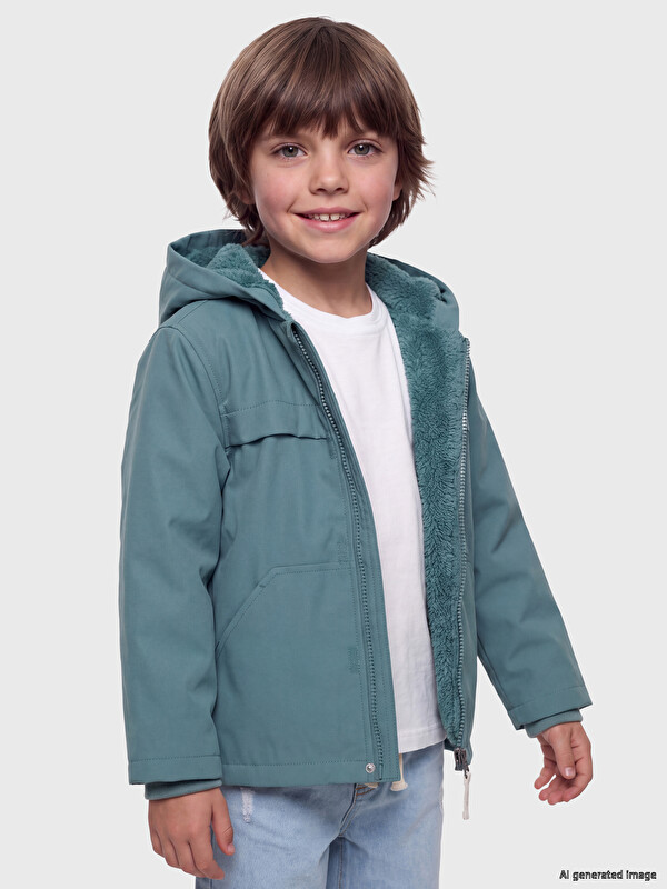 LCW Kids Hooded Plush Lined Boys' Coat