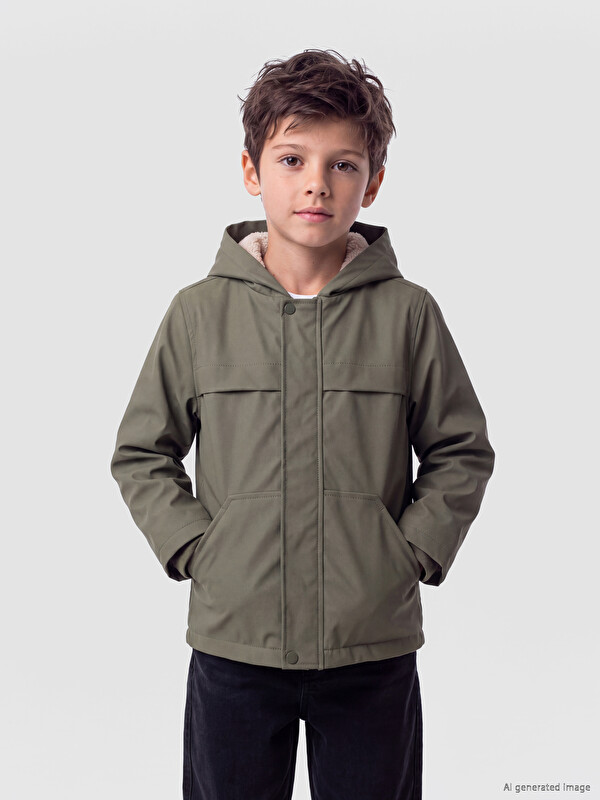 LCW Kids Inner Plush Lined Hooded Boys' Coat