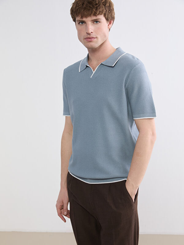 SOUTHBLUE Men's Polo Collar Knitted T-Shirt