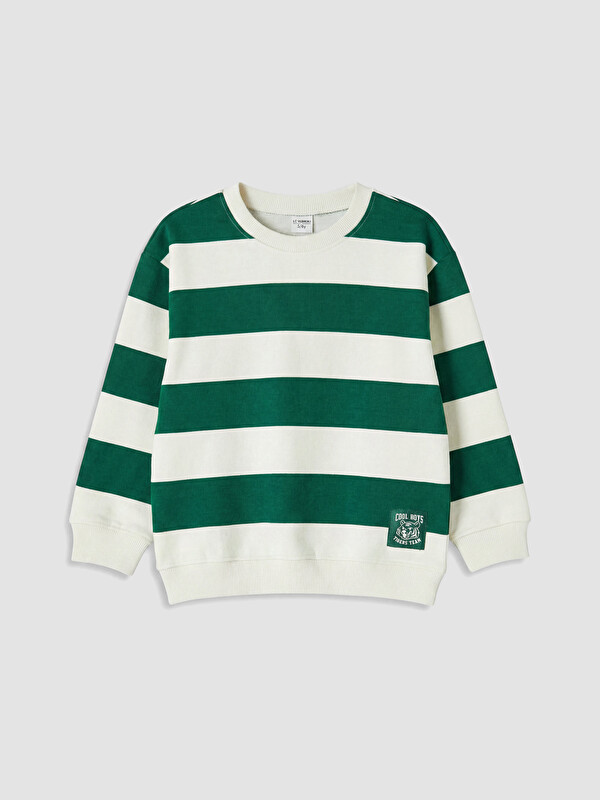 LCW Kids Bisiklet Yaka Çizgili Erkek Çocuk Sweatshirt