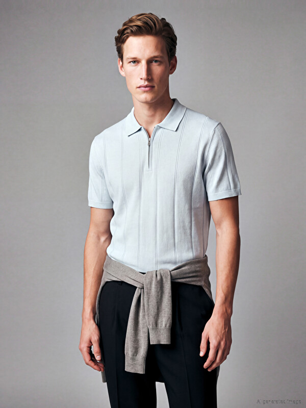 SOUTHBLUE Men's Polo Collar Knitted T-Shirt
