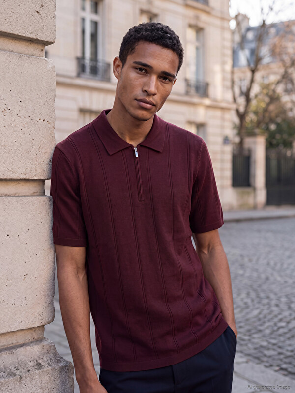 SOUTHBLUE Men's Polo Collar Knitted T-Shirt