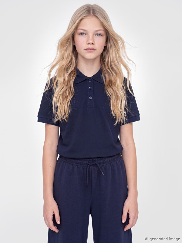 LCW Kids Polo Collar Girls' Pique T-Shirt