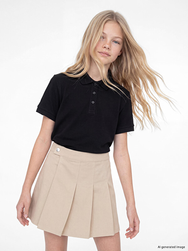 LCW Kids Polo Yaka Kız Çocuk Pike Tişört