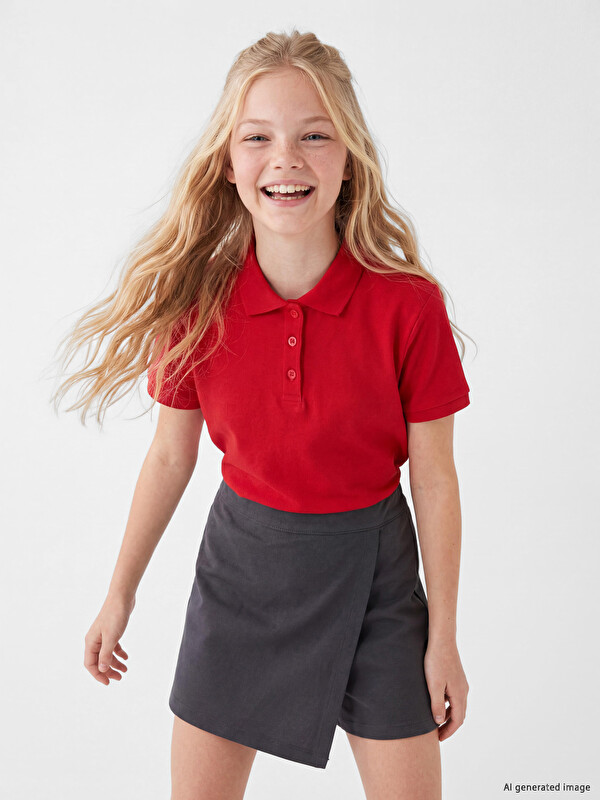 LCW Kids Polo Yaka Kız Çocuk Pike Tişört