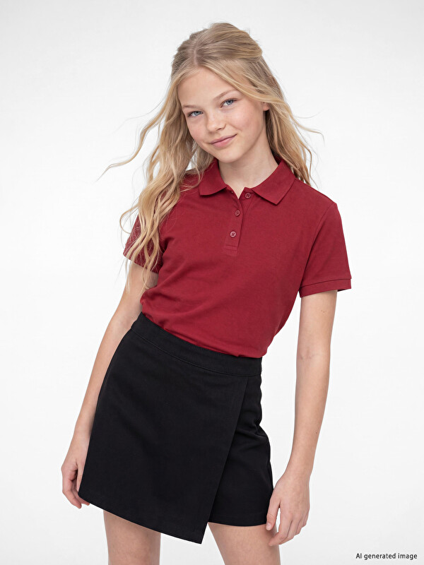 LCW Kids Polo Yaka Kız Çocuk Pike Tişört
