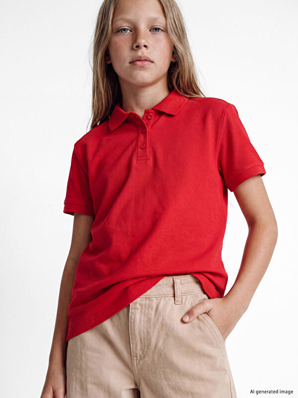 LCW Kids Polo Collar Girls' Pique T-Shirt