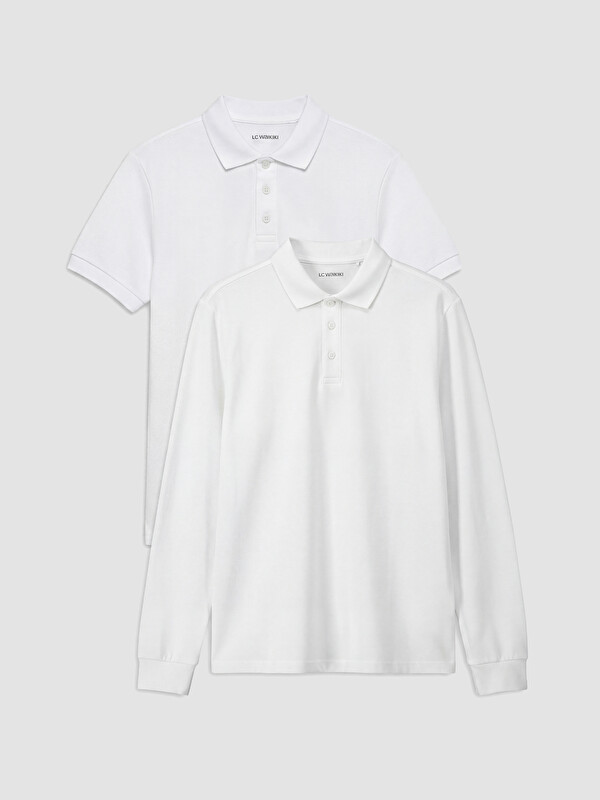 LCW Kids Polo Yaka Kız Çocuk 2'li Pike Tişört