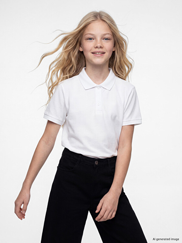 LCW Kids Polo Collar Girls' 2 Pack Pique T-Shirt