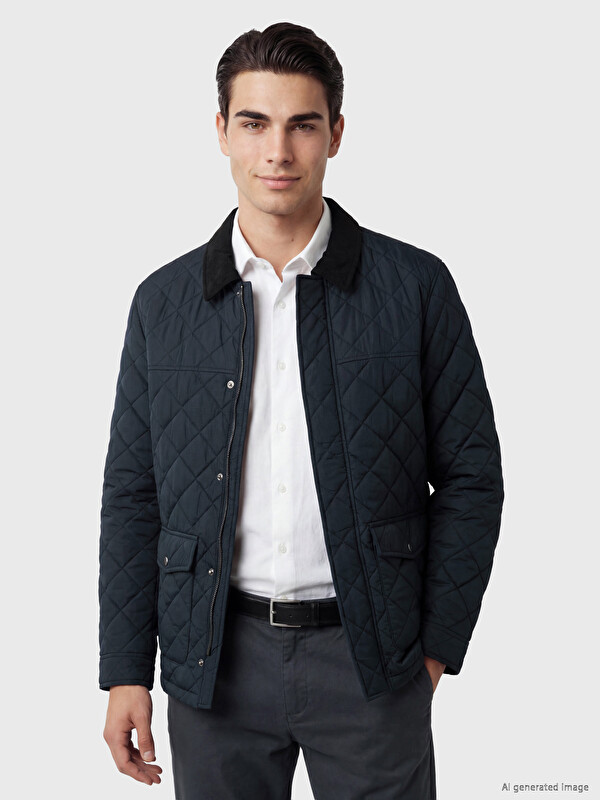 LCWAIKIKI Classic Regular Fit Kadife Yaka Erkek Şişme Mont