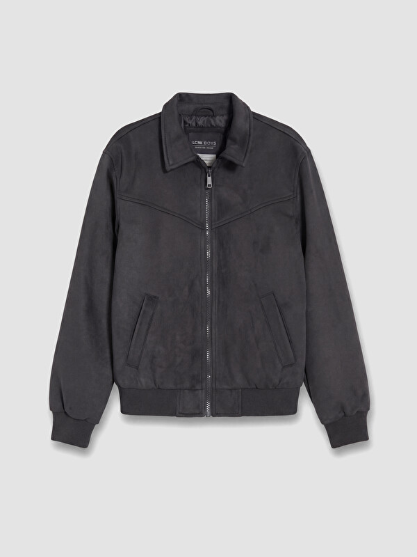 LCW Kids Boy Grey Faux Leather Coat
