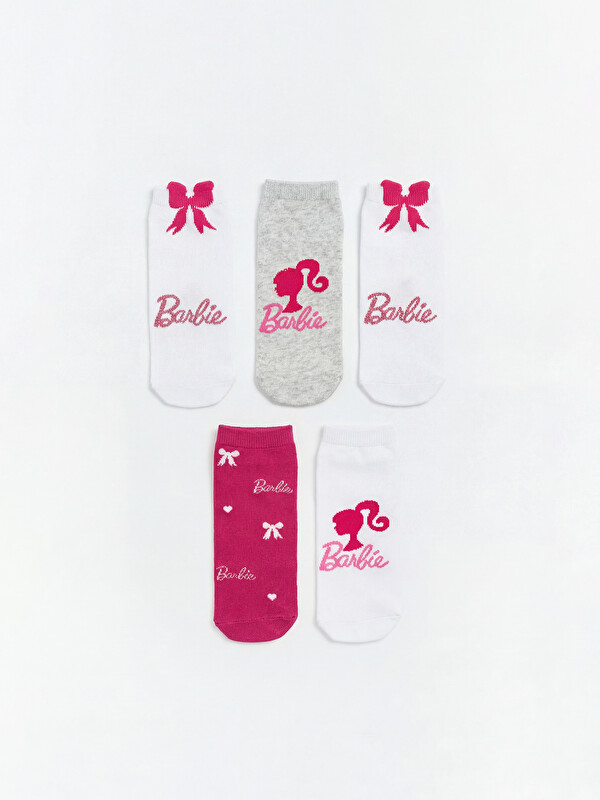 LCW Kids Barbie Baskılı Kız Çocuk Patik Çorap 5'li