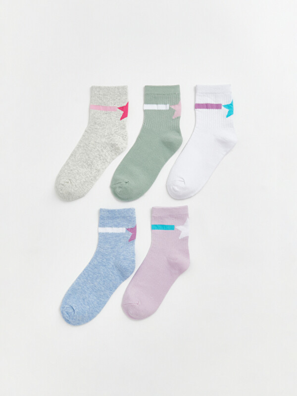 LCW Kids Star Patterned Girls' Ankle Socks 5 Pack