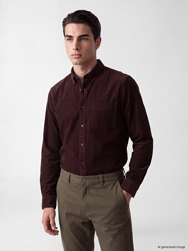 LCWAIKIKI Classic Regular Fit Men's Velvet Shirt