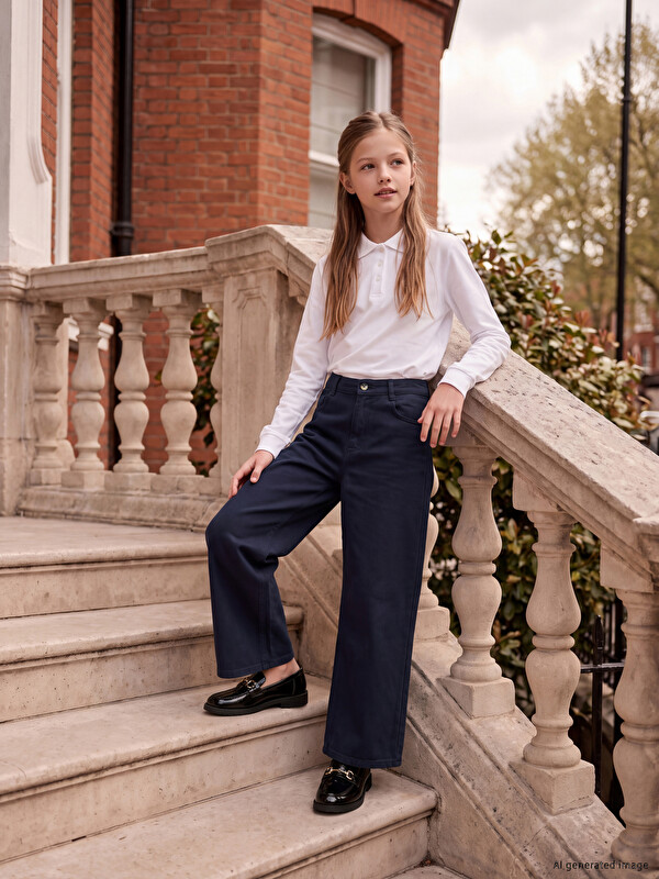 LCW Kids Wideleg Girls' Gabardine Trousers