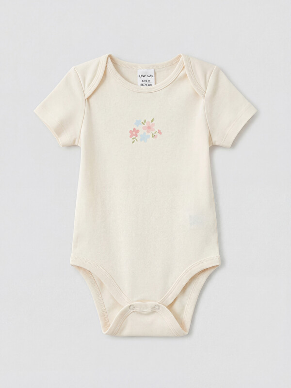 LCW baby Çiçekli Kız Bebek Çıtçıtlı Body