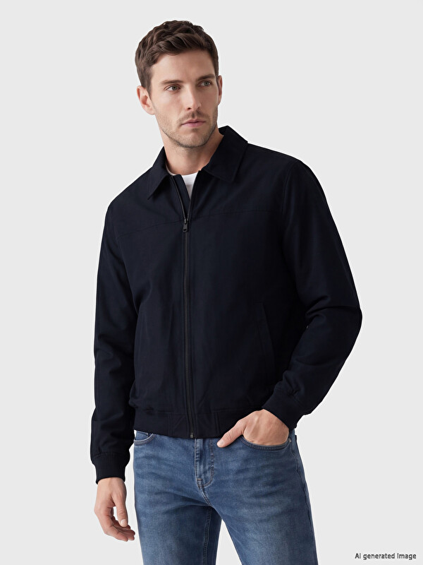 LCWAIKIKI Classic Regular Fit Shirt Collar Zippered Men's Coat
