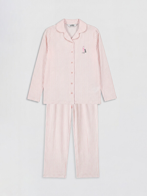 LCW Kids Gömlek Yaka Kız Çocuk Pijama Takım