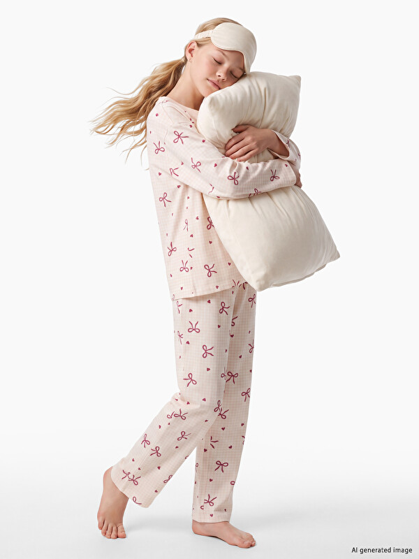 LCW Kids Crew Neck Girls' Pyjamas Set