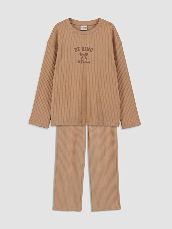 LCW Kids Қыздар Қоңыр Пижама жинағы