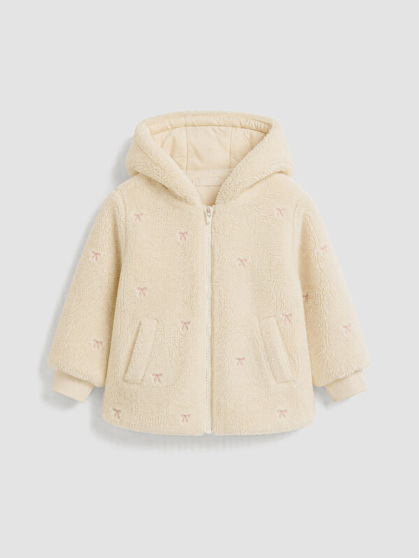 LCW baby Bow Embroidered Hooded Girls' Plush Coat
