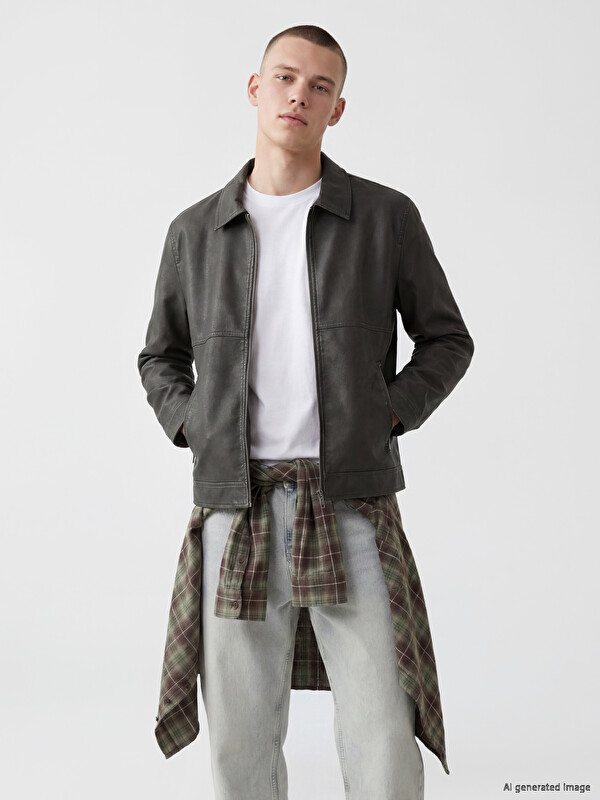 XSIDE Regular Fit Erkek Deri Görünümlü Ceket