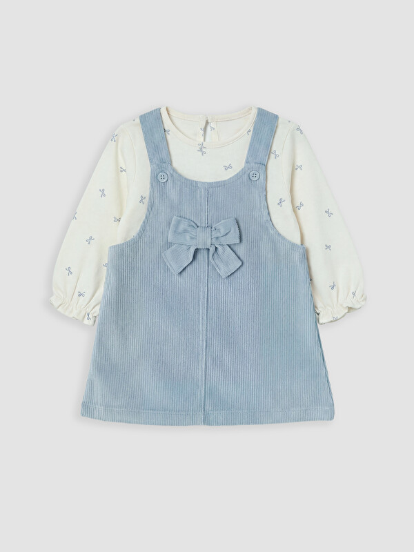 LCW baby Fiyonklu Kız Bebek Kadife Salopet Takım