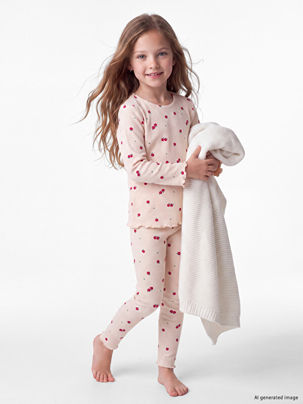 LCW Kids Ensemble de pyjama à col rond pour filles