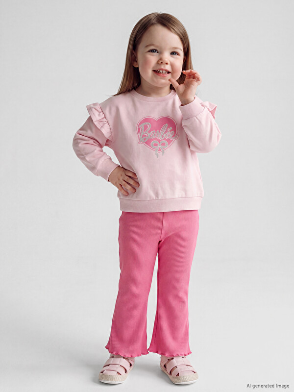 LCW baby Barbie Printed Flare Baby Girls' Set
