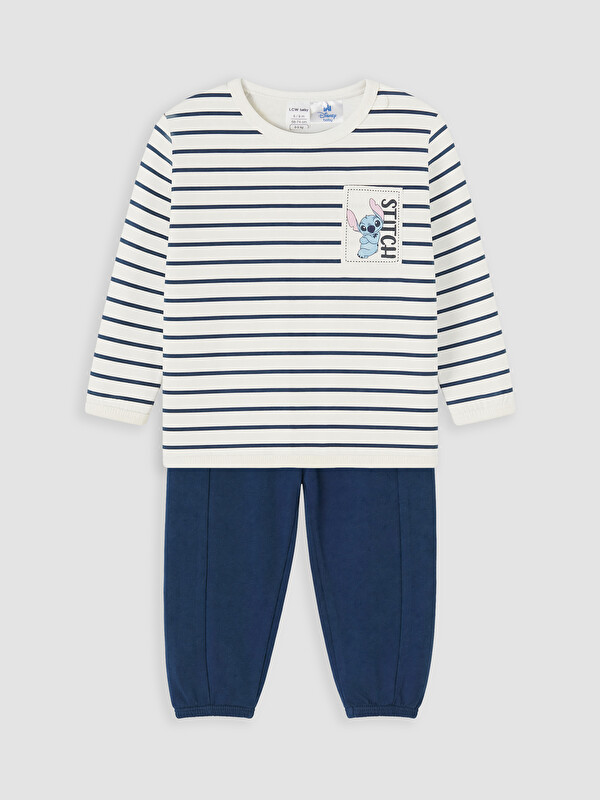 LCW baby Stitch Baskılı Çizgili Erkek Bebek Takım