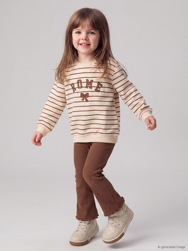 LCW baby Embroidered Striped Baby Girls' Set