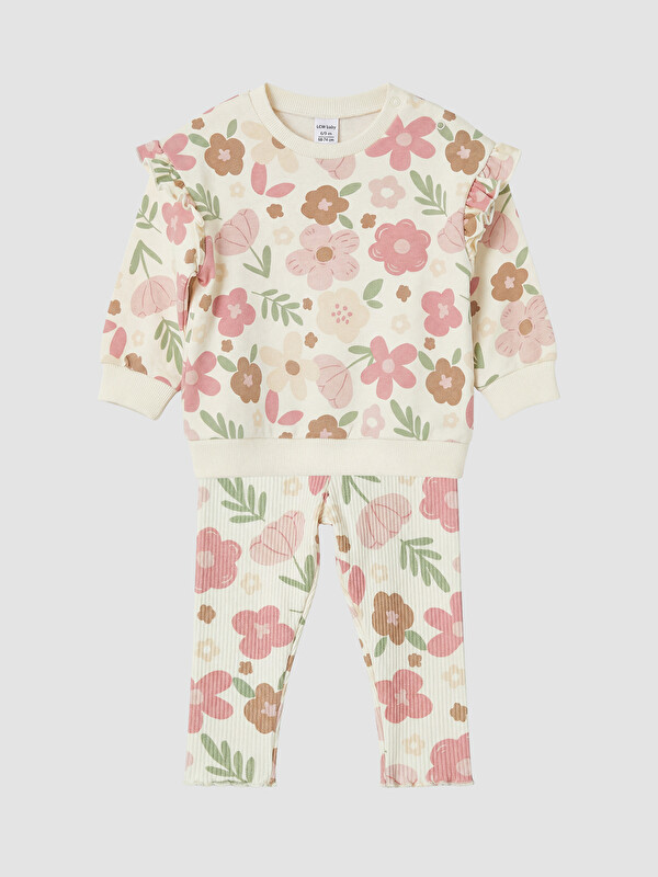 LCW baby Floral Baby Girls' Sweatshirt and Leggings Set