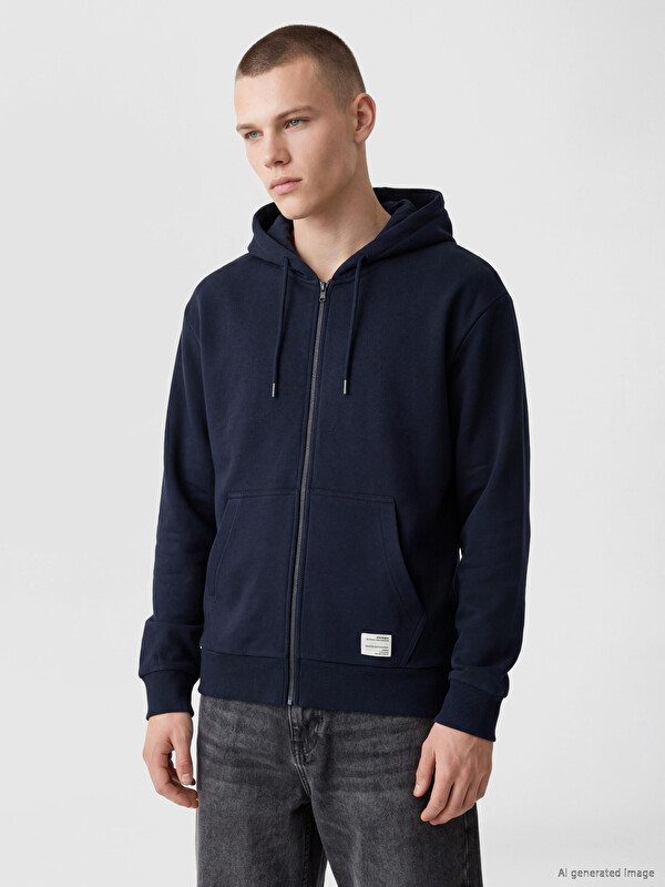 XSIDE Man Navy Zip-Up Sweatshirt