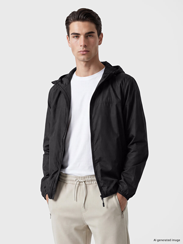 LCWAIKIKI Classic Regular Fit Kapüşonlu Erkek Yağmurluk