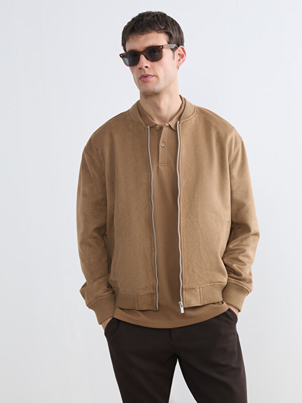 LCW Vision Men's Suede Look Bomber Jacket