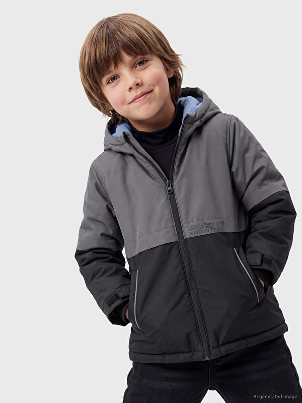 LCW Kids Kapüşonlu Erkek Çocuk Kayak Montu