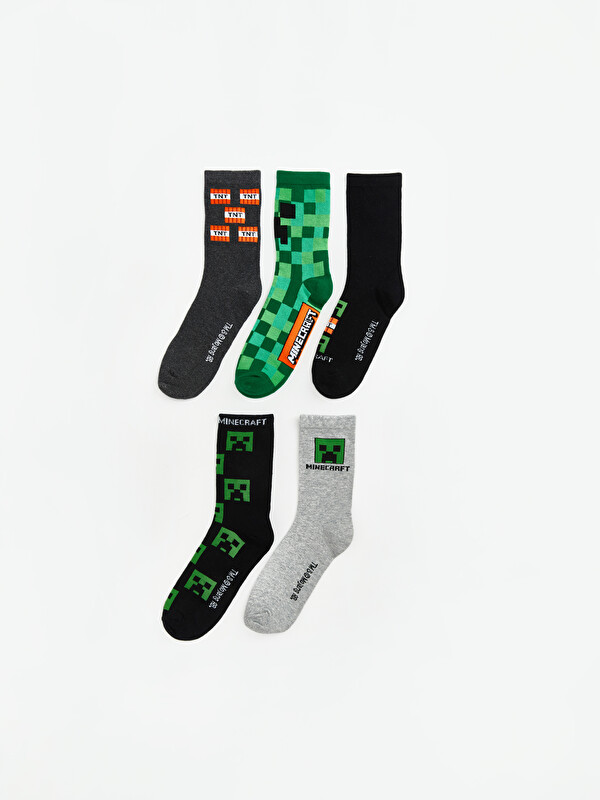 LCW Kids Minecraft Printed Boys' Ankle Socks 5 Pack