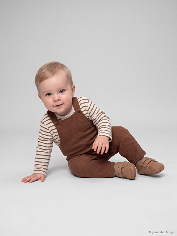 LCW baby Striped Baby Boys' Knitwear Dungarees and T-shirt Set