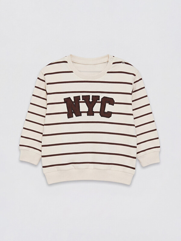 LCW baby Bisiklet Yaka Çizgili Erkek Bebek Sweatshirt