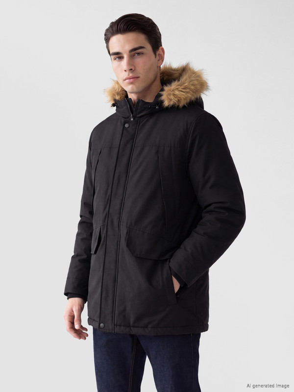 LCWAIKIKI Classic Regular Fit Fur Collar Men's Coat