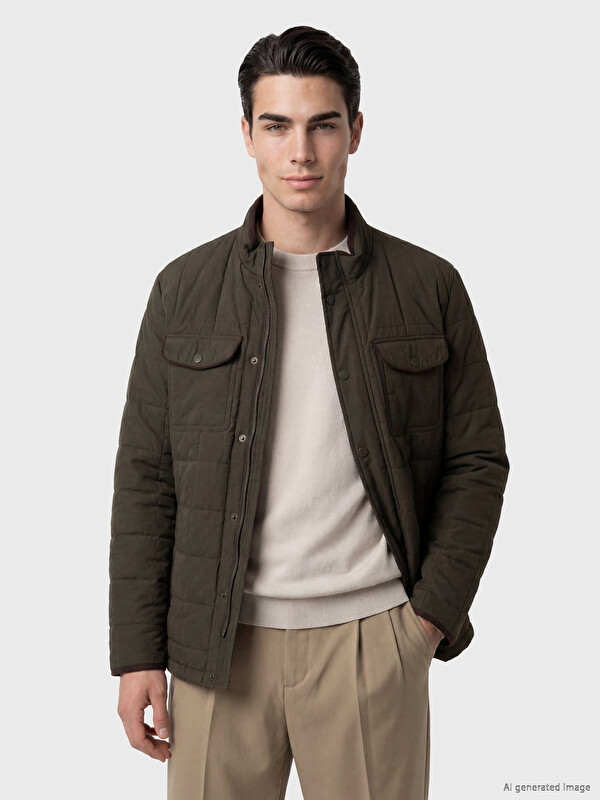 LCWAIKIKI Classic Man Khaki Puffer Coat