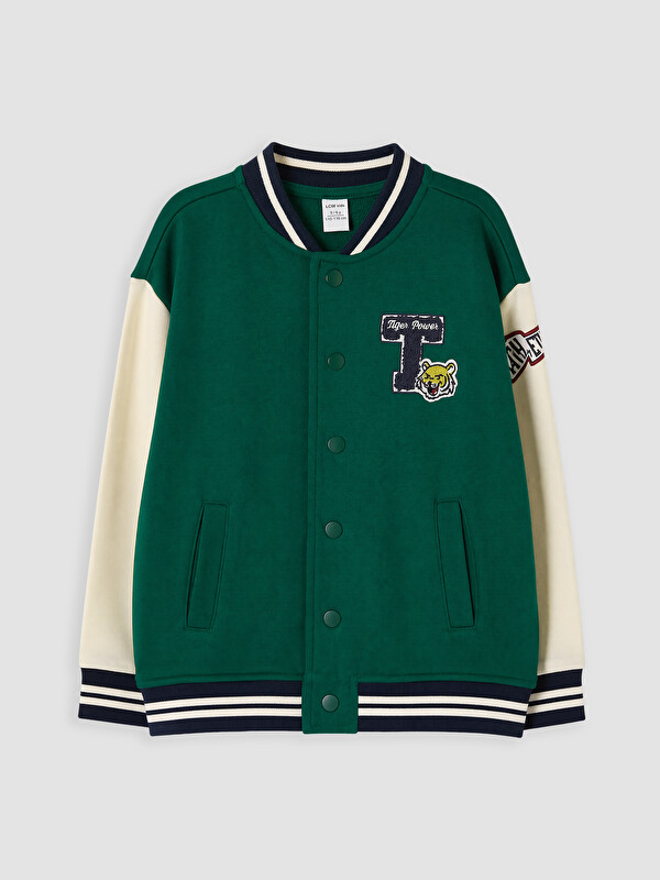 LCW baby Baseball Collar Embroidered Boys' 3 Thread Cardigan