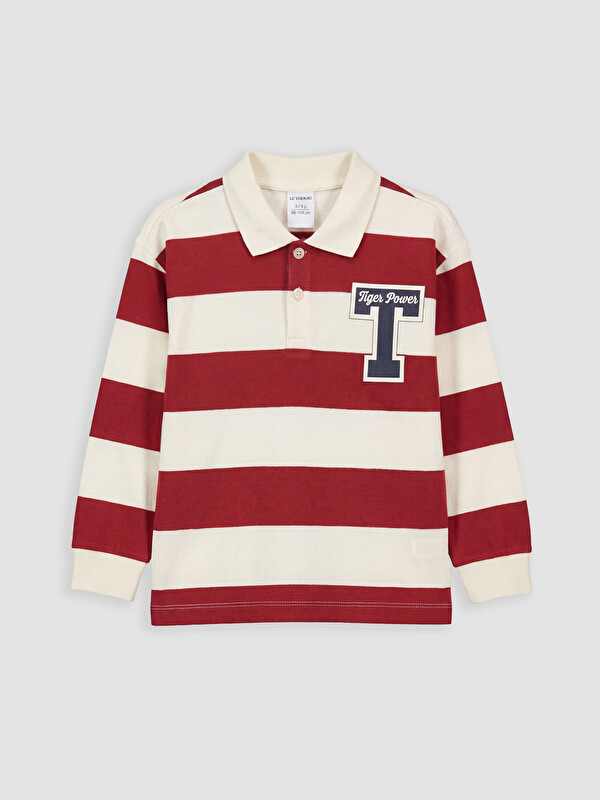 LCW Kids Polo Yaka Çizgili Erkek Çocuk Tişört