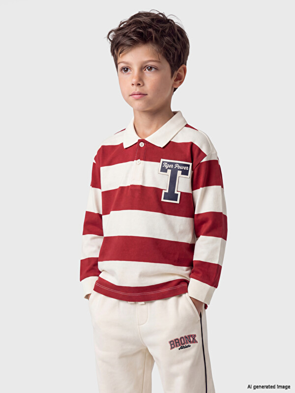 LCW Kids Polo Collar Striped Boys' T-Shirt