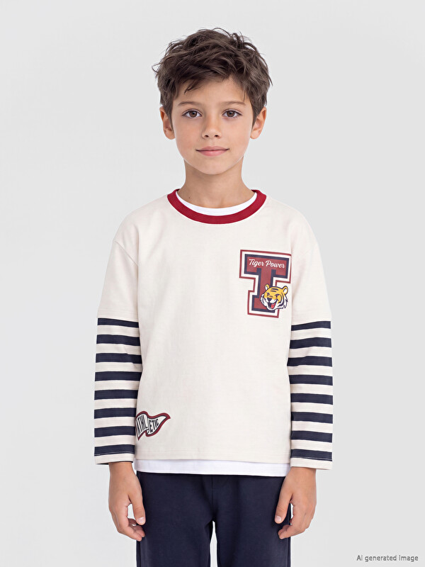 LCW Kids T-shirt à col rond imprimé tigre pour garçon