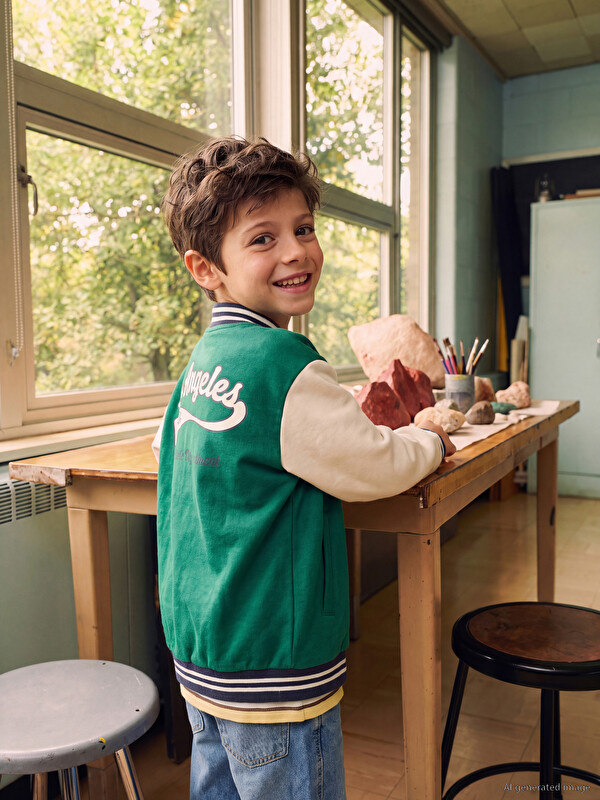 LCW Kids Dječji kardigan sa bejzbol kragnom i vezenim detaljima za dječake
