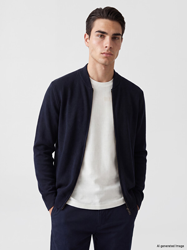 LCWAIKIKI Classic Regular Fit Baseball Collar Men's Knitwear Cardigan