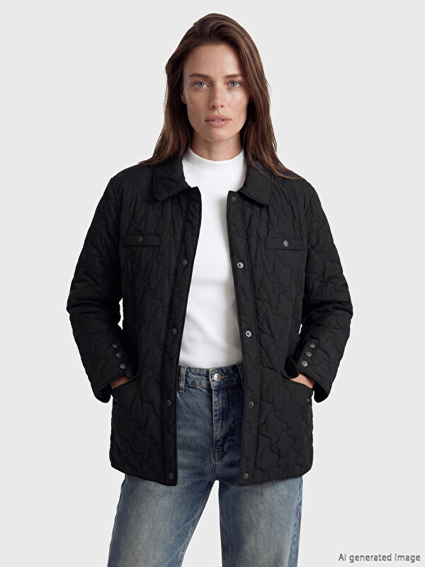 LCW Grace Manteau bouffant matelassé femme à col de chemise
